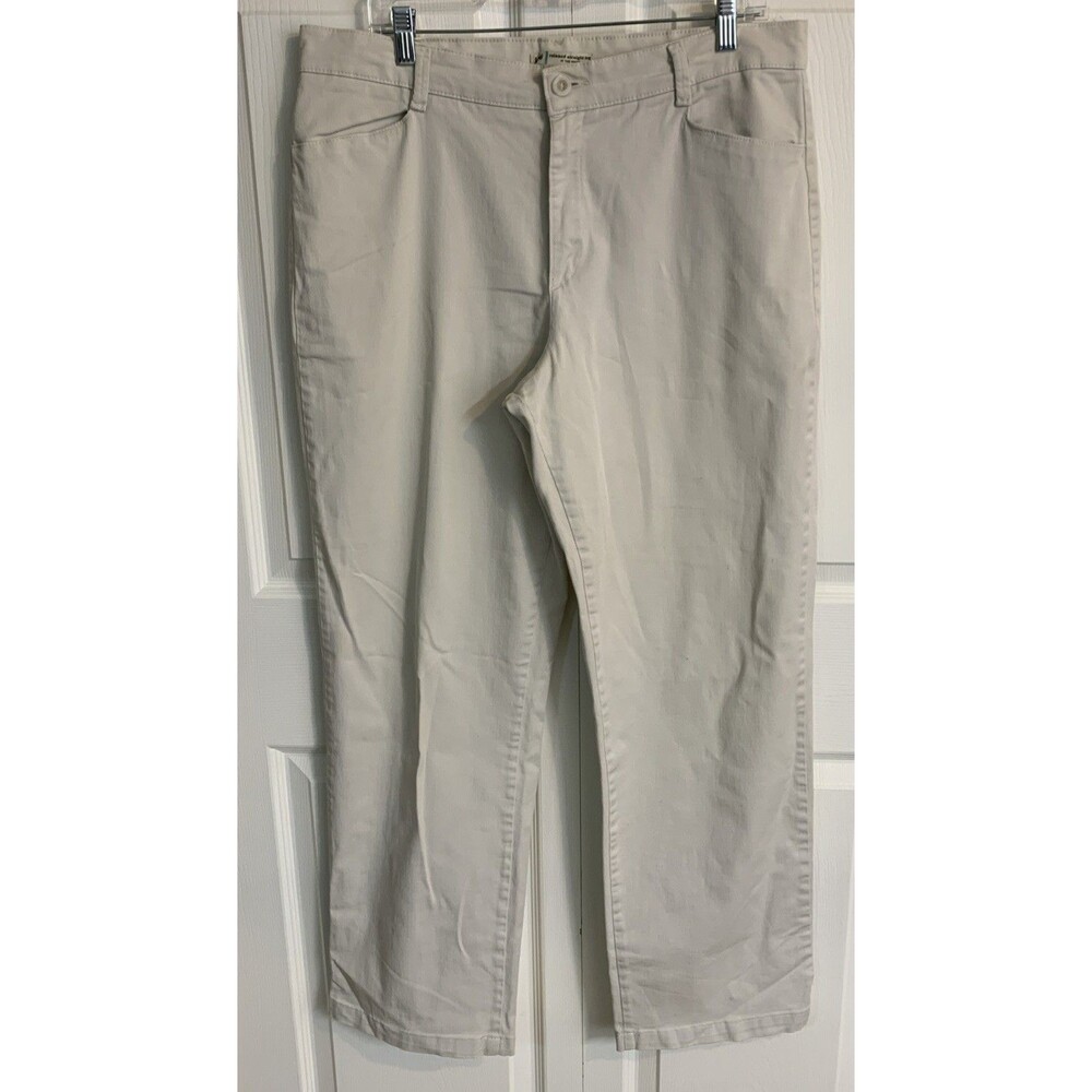 Lee Relaxed Straight Khaki Pants Women’s 16 Mid Rise Stretch 37x31.5”
